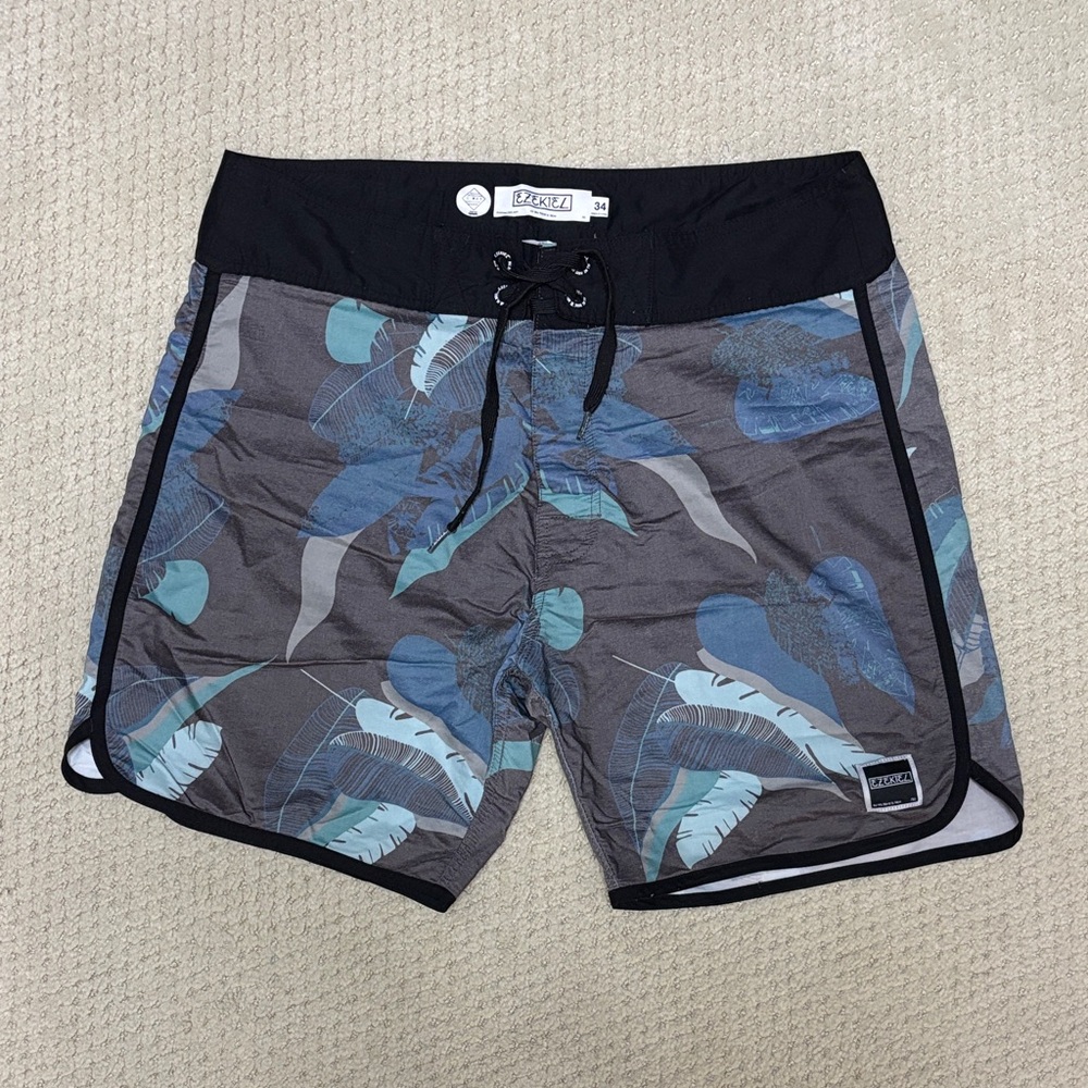 Ezekiel Men's Swim Board Shorts - Black, Blue, Gray & Green